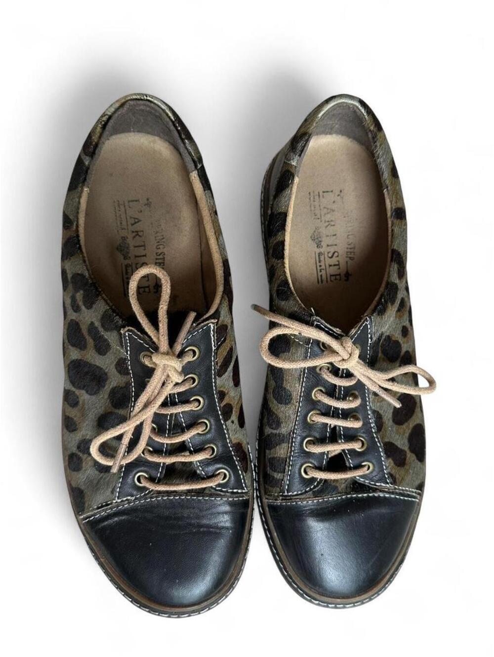 L’Artiste Spring Step Libbi Leopard Leather Oxford Sneakers EU 38 Black